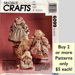 McCall’s 6099 Country Novelty Hair Dolls and Babies Pattern Uncut